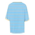 thumbnail image 6 of Tfken Women Tshirts For Summer Crew Neck Half Sleeve Stripe Tops Trendy Daily Wear Female Leisure Shirts Blue, 6 of 6