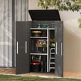 thumbnail image 5 of Wooflex 81-Inch Resin Outdoor Storage Shed with Floor, Lockable Double Doors, 50 Cu.ft Waterproof Garden Patio Box, Vertical Utility Tool Organizer, Dark Gray, 5 of 10