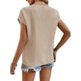 thumbnail image 2 of Frontwalk Women T Shirt Crew Neck Summer Tops Short Sleeve Tunic Blouse Ladies Casual T-shirt Hollow Tee Khaki XL, 2 of 3