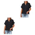 thumbnail image 4 of Blusa de manga corta Sonducket para mujer con botones cuello en V algodón S M L XL XXL, 4 of 6