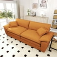thumbnail image 2 of Dinosisco Corduroy Loveseat Sofa with Pillow Arms, 2-Seater Small Spaces Sleeper Couches for Living Room/Apartment, Orange, 2 of 9