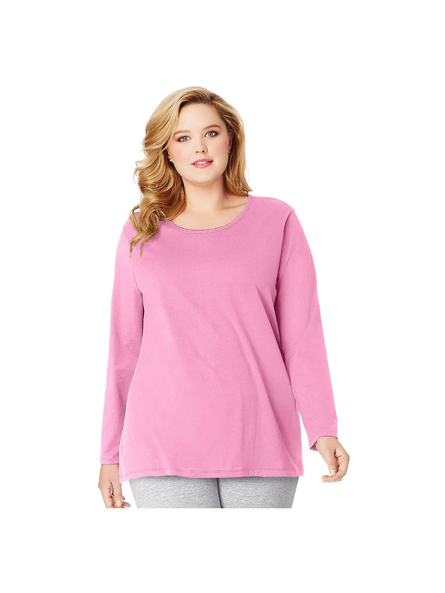 Just My Size - Just My Size Women's Long-Sleeve Scoop-Neck 100% Cotton ...
