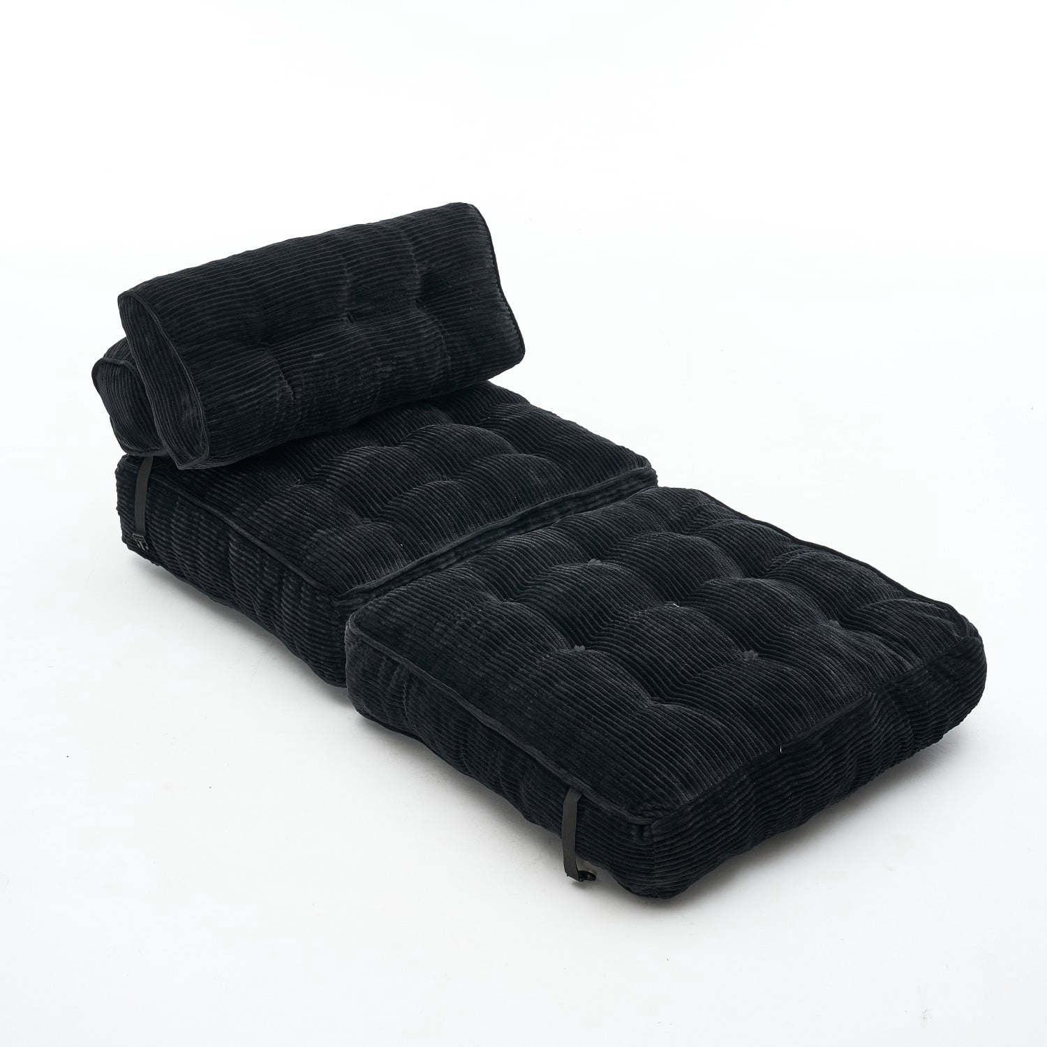Folding Sofa Bed, Convertible Sleeper Chair Bed with Headrest & Lumbar Pillow, Foldable Floor Sofa Mattress for Living Room, Bedroom, Small Space, Black