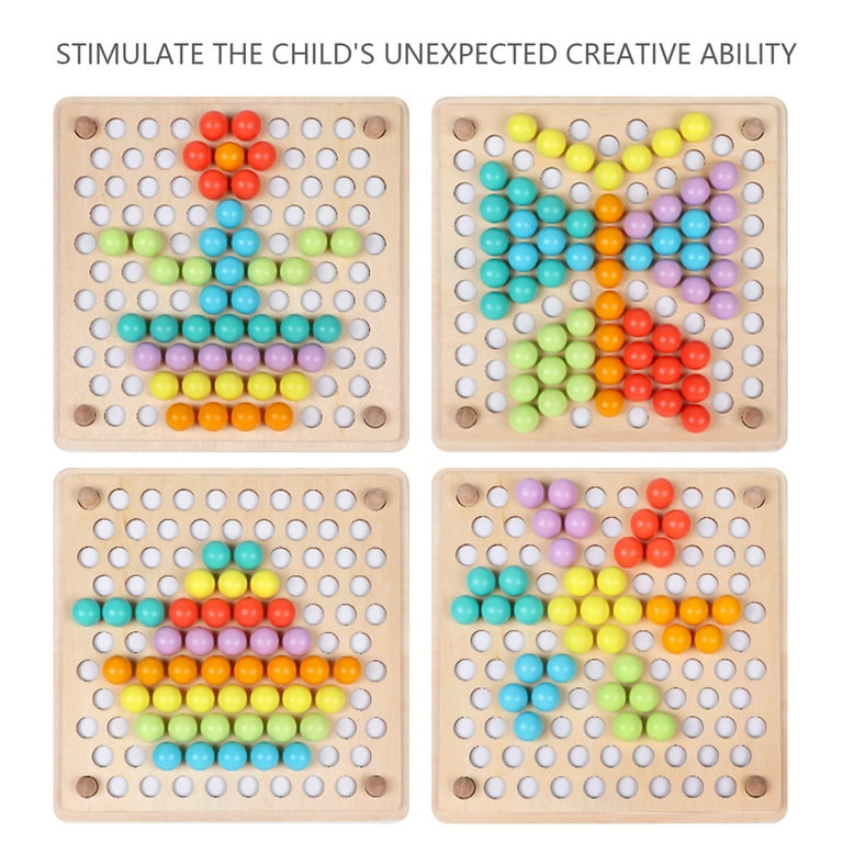 Wooden Toy Clip Beads Game Bead Holder Game Puzzle Board Montessori Toy for  Toddler Educational Preschool Learning Toy