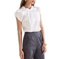 thumbnail image 4 of INSPIRE CHIC Women's Elegant Satin Cap Sleeve Pleated Neck Blouse for Casual Office Wear XL White, 4 of 6