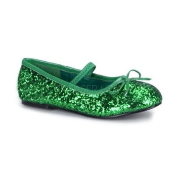 green glitter flats