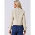 thumbnail image 4 of DARING DIVA Women's Turn Down Collar Single Breasted Outwear Winter Pea Coat Beige XS, 4 of 6