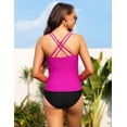 thumbnail image 7 of Hilor Women's Hot Pink V Neck Tankini Top Swimwear with Underwire Bra Support Sexy Crossback Push Up Swim Bathing Suit Top 14, 7 of 7