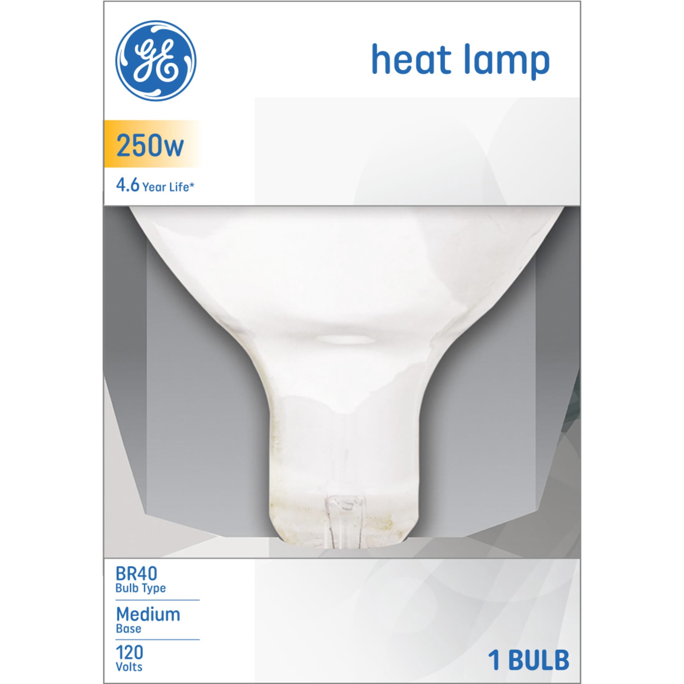 (2 pack) GE Incandescent 250 Watt Soft White BR40 Heat Lamp Bulb (1 Pack)