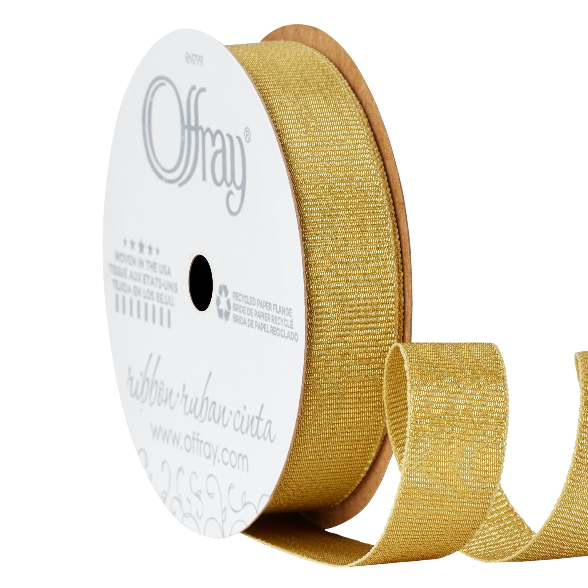 Offray 5/8" x 9' Metallic Gold Grosgrain Ribbon, 1 Each