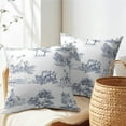 thumbnail image 5 of Navy Blue and White Toile Pillow Covers 20x20 Inch Set of 2 French Country Decor Vintage Cottage Outdoor Throw Pillow Covers Rustic Farmhouse Pillow Cases Cotton Linen Square Cushion Covers for Couch, 5 of 6
