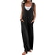 thumbnail image 2 of VISgogo Mono para mujer, elegante, sin mangas, patchwork, suelto, largo, pierna ancha, pantalones con bolsillos VISgogo  moda, 2 of 9