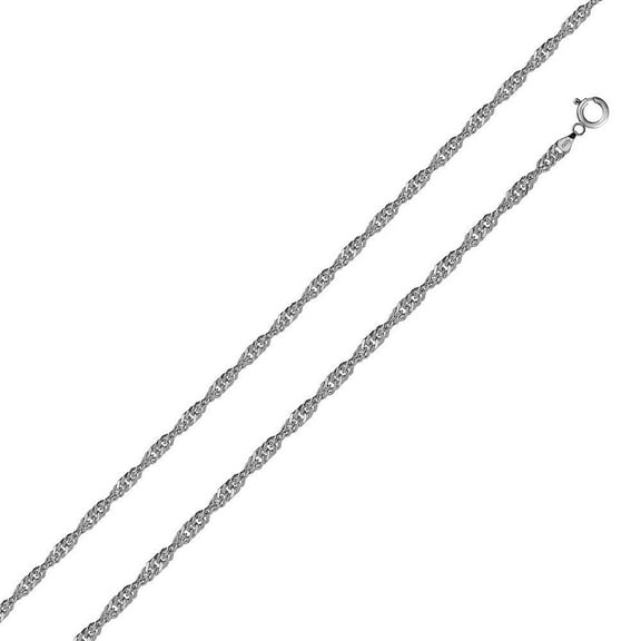 Rhodium Plated 925 Sterling Silver Singapore 015 Chain 1mm Made in Italy 16" Jewelry Female Unisex