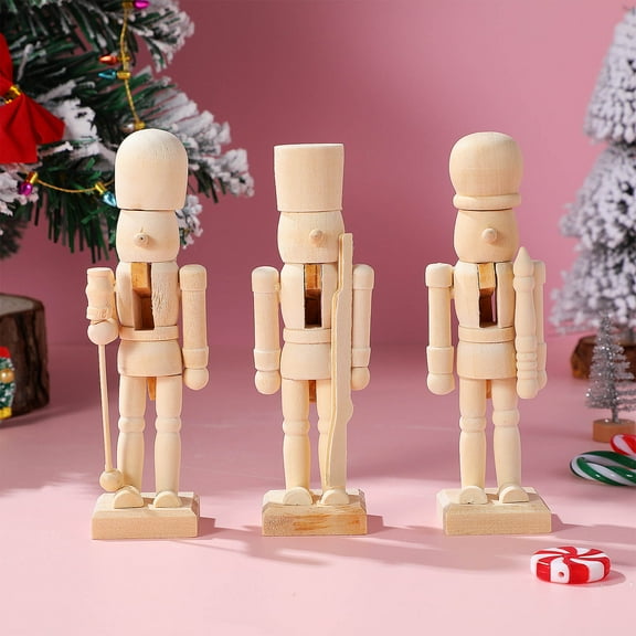 PBPBOX 3Pcs Nutcracker Wooden Set Fine Workmanship Beige Ornaments