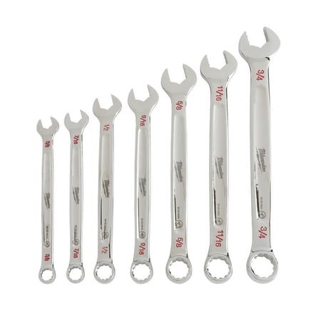 UPC: 0045242499038 | Milwaukee 48-22-9407 – 7-Piece SAE 12-Point Straight Head Combination Wrench Set with Storage Tray