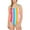 Multicolor, variant on Hula Honey HIBISCUS/MULTI Bands of Color Tie-Shoulder One-Piece Swimsuit, US Small