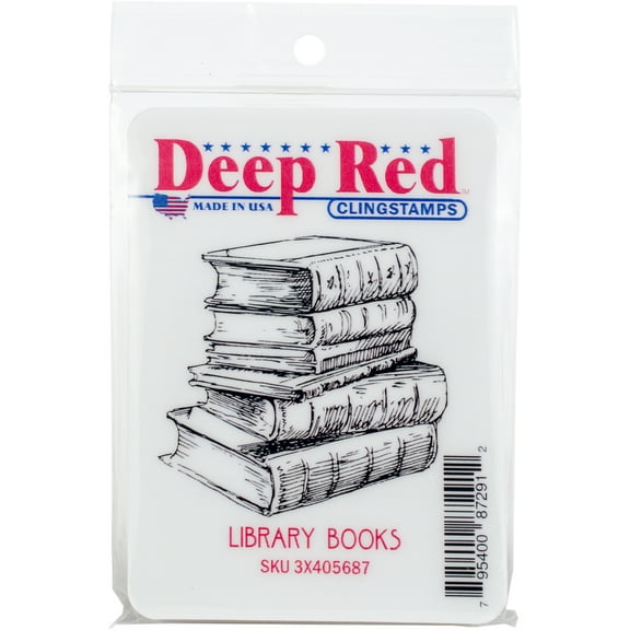 Deep Red Cling Stamp 3"X4"-Library Books