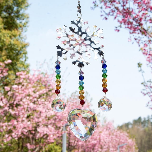 Crystal Angel Suncatcher, Glass Chakra Collection, 8-inch Diameter, Frosted Finish, For Home Decor, Energy Enhancement, Spiritual Gift, Bohemian Style, Clear Glass, For Meditation, Zen Space