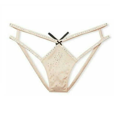 Victoria s Secret Dream Angels Strappy Satin Shine Rhinestones Cheeky Panty Champagne Size X-Large New