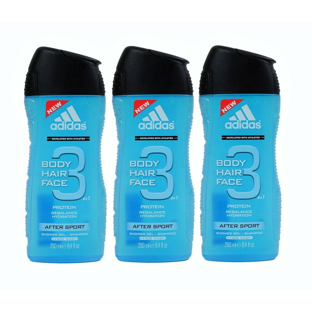 Adidas After Sport 3in1 Shower Gel, Shampoo & Face Wash 8.4fl oz.