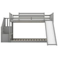 thumbnail image 6 of Bellemave Twin Over Twin Low Bunk Bed with Slide 2 Bunk Bed with Stairs Wooden Bed Frame with Storage and Guardrail, No Box Spring Needed, Gray, 6 of 10