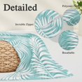 thumbnail image 3 of Teal Green Palm Leaf Throw Pillow Cover 20 x 26 Inch Decorative Pillow Cover Summer Coastal Botanical Tropical Lumbar Pillowcase Seasonal Rectangle Cushion Case for Couch Sofa Bed Living Room, 3 of 9