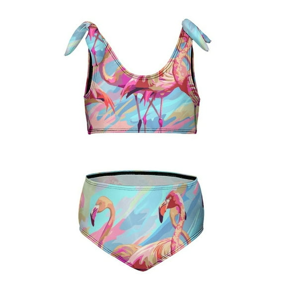 Flamingo Girls' beach sports two-piece swimsuit set
