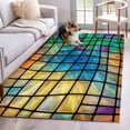 Abstract Colored Plaid 4x6 Rug for Dining Table for 4 People Under ...