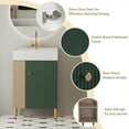 thumbnail image 5 of Demi Bonn 21" Bathroom Vanity with Ceramic Sink and Soft-Closing Door, Cloakroom Open Shelf Storage Cabinet on the Left Side, Faucets and Drains Not Included, Green, 5 of 7