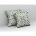 thumbnail image 2 of Couronne de Roses Coussin en Tissu Intérieur/extérieur avec Fermeture Éclair Blanc Cassé Bleu 18x18, 2 of 7