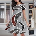 thumbnail image 2 of Abstract Red Grey Mosaic Art Women's Classic Swing Skater Dress Casual Work Party Cocktail Dresses, 2 of 6