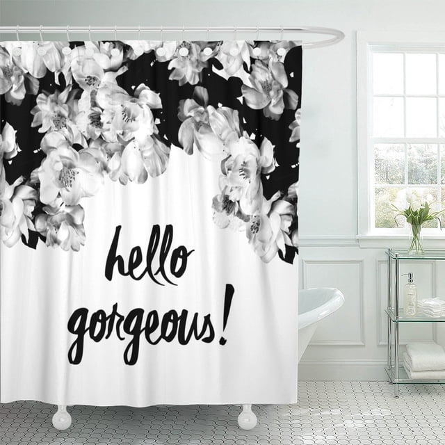 Cortina de ducha hermosa romántica ABPHQTO con estampado de flores de rosas 152x180 cm