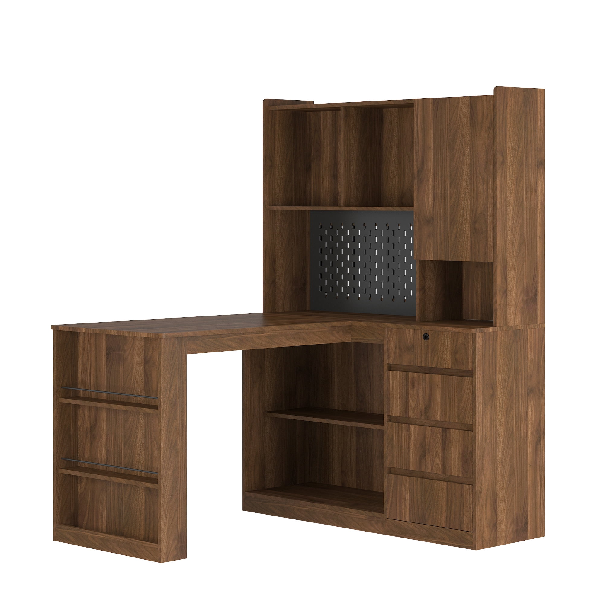 NEW L Shaped Desk with Charger,Computer Desk with Drawers,Bookshelf, with LED Light,Modern Corner Desk,Home Office Desk,L-Shaped Study Table Writing Desk,Corner Gaming Computer Desk with Storage