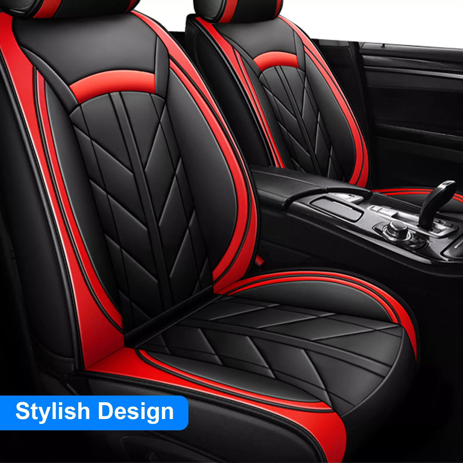 Fit for Subaru Crosstrek Car Seat Covers, Comfortable Leatherette Front Back Seat Cushion Protector Full Set for Forester| Impreza| Legacy| Outback Black Red