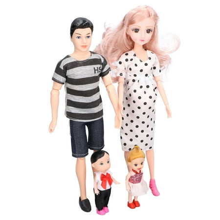 Fugacal Dad Mom Doll Set,Family Doll Set Lovely Vivid Dad Pregnant Mom