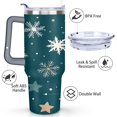 thumbnail image 3 of Green Snowflakes 40 Oz Tumbler with Handle Lid and Straw Stainless Steel Double Walled Vacuum Insulated Cup Merry Christmas Gifts Tumbler for Women Men Friends Outdoor Indoor, 3 of 6