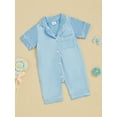 thumbnail image 5 of Rdhnmea Newborn Baby Girls Boys Silk Pajamas Rompers Button Down Short Sleeve Satin Infant Pjs One Piece Jumpsuit Shorts, 5 of 8