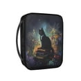 thumbnail image 2 of FKELYI Black Cat Flower Print Bible Cover with Zipper Pocket Faux Leater Bible Bags with Handle Book Carrier Organzier Holder for Prayer Christian Study Supplies, 2 of 6