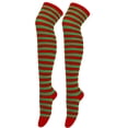 thumbnail image 1 of Calcetines a rayas, calcetines hasta el muslo, estilo mujer, medias por encima de la rodilla, para Halloween, cosplay, actuación, medias de cebra, 1 of 6
