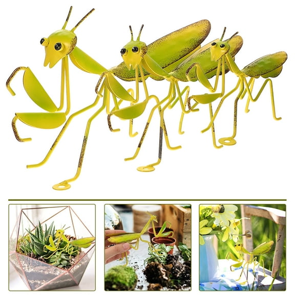 Raindrops 3 Pcs Praying Mantis Ornament, Mantis Statue Decor, Animal Desk Statue Garden Sculpture Figurine For Art Graden Yard Tea Table Spring Easter Decor
