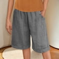 thumbnail image 2 of ZKCCNUK Women's Shorts Summer Elastic Waist Pocket Pants Casual Button Solid Half Shorts Pant S-2XL, 2 of 6