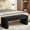 Black, variant on KithKasa 47" Modern Boucle Teddy End of Bed Bench, Upholstered Entryway Bench, Black Bedroom Bench, Comfy Padded Fabric Ottoman Bench for Bedroom, Living Room, Hallway, Foyer