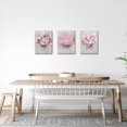 thumbnail image 3 of Flower Wall Art Bedroom Wall Decor Floral Decor Art Print Bathroom Living Dining Room Kitchen Decor Pictures, Framed 12inx16inx3Pieces (Pink), 3 of 6