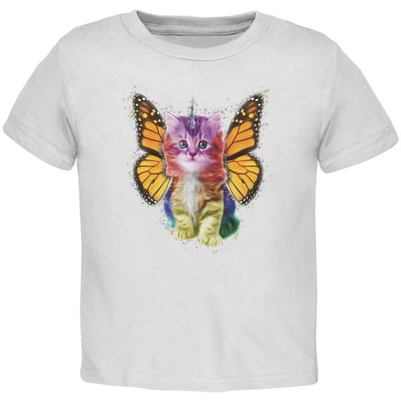 Old Glory Toddler Rainbow Butterfly Unicorn Kitten Short Sleeve Graphic T Shirt