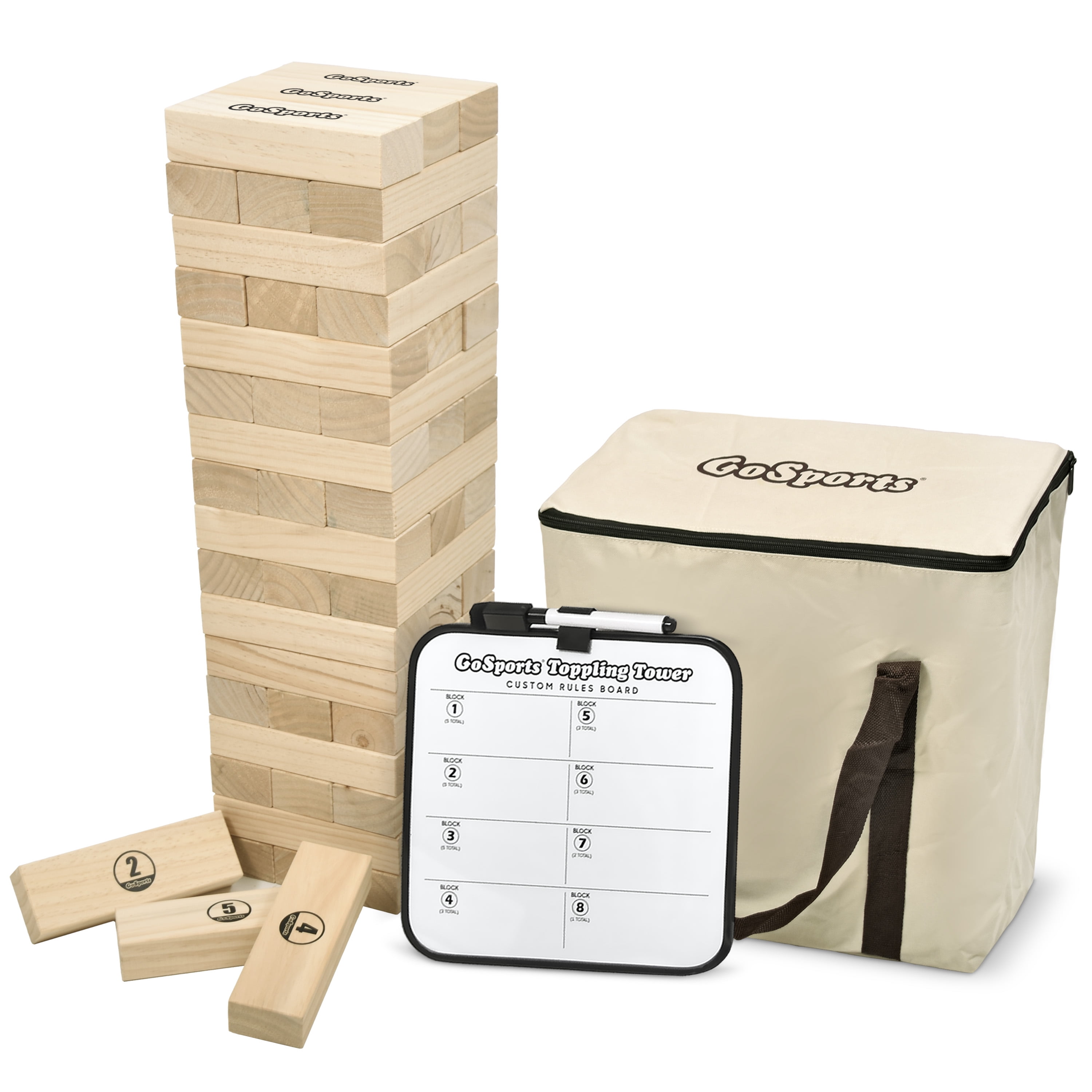 EasyGoProducts 54 Piece Large Wood Block Stack & Tumble Tower Toppling Blocks & 