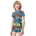thumbnail image 2 of The Legend of Zelda Boys Two Piece Swimsuit Kids Swimwear Set Short Sleeve Bathing Suit Trunks And Shirt, 2 of 7