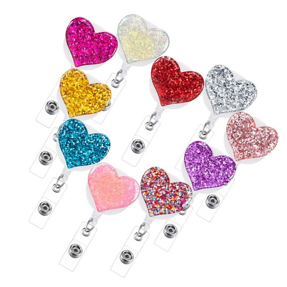 HINTRMENT 10Pcs Pink Heart Badge Clip for Hospital Use and Medical Assistants