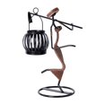 thumbnail image 1 of Lámpara de mesa con forma de vela, candelabro de metal, regalo artístico, centro de mesa, soporte para linterna, candelabro para escritorio, oficina, Marrón oscuro, 1 of 9