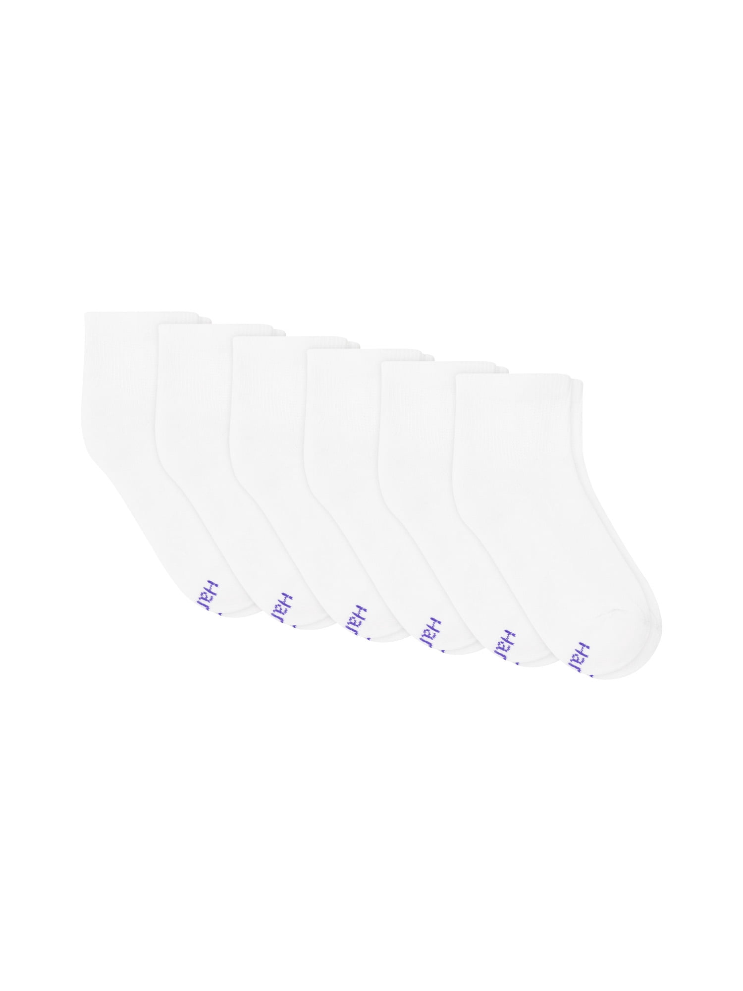Hanes Ankle Socks, 6 Pairs, Originals ComfortBlend Quarter Socks for Girls