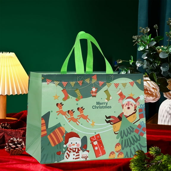 Taicans 12Pcs Large Non-Woven Christmas Gift Bags - Waterproof Holiday Tote Bags (12.99x9.84x6.69in),Foldable & Reusable for Party Favors,Shopping & Secret Santa Gifts